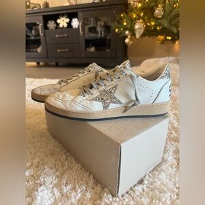 Golden Goose White and Silver Women's Ball Star Sneakers sz 38